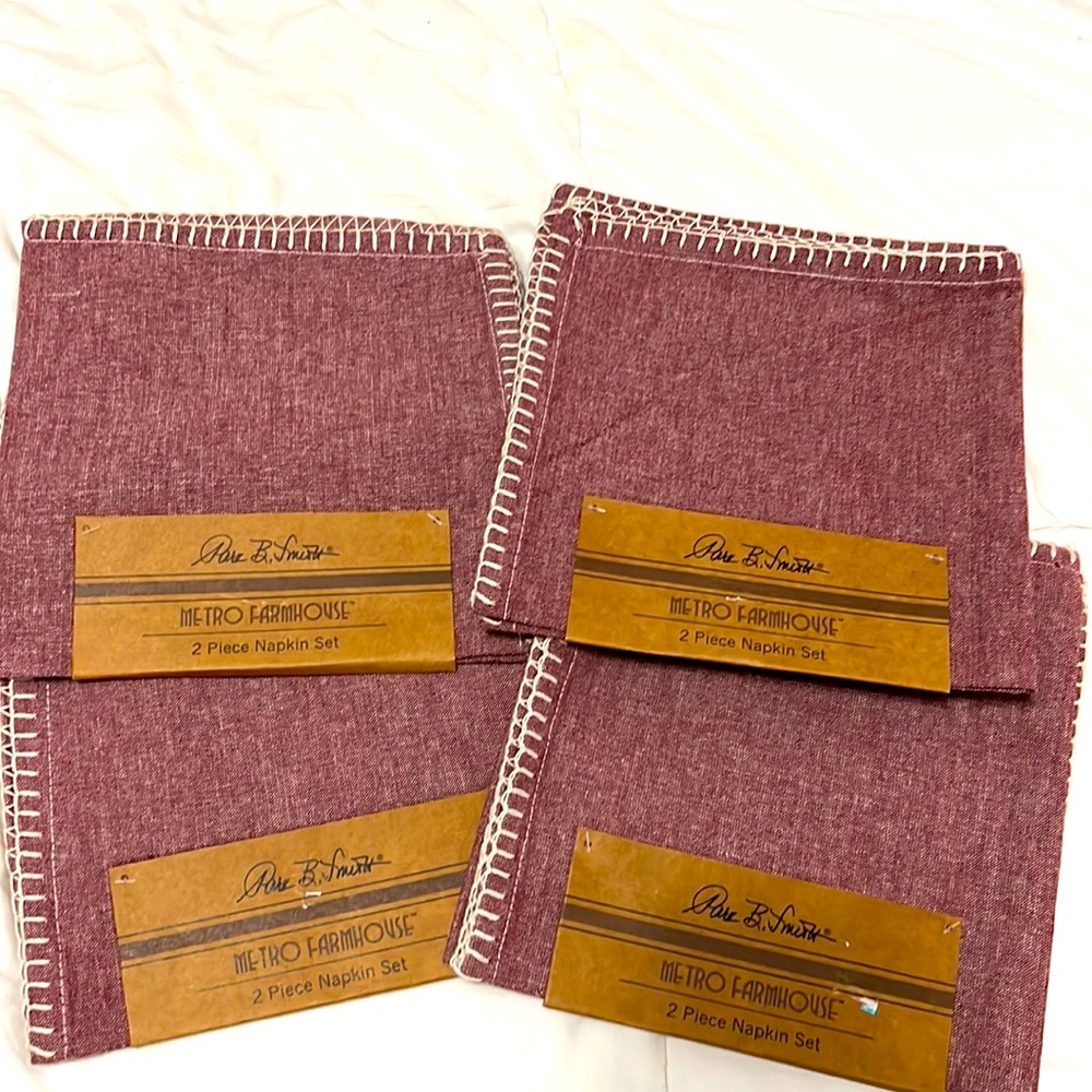New! Napkins - washable! Red denim look & feel. 4 sets of 2. Total 8 napkins!